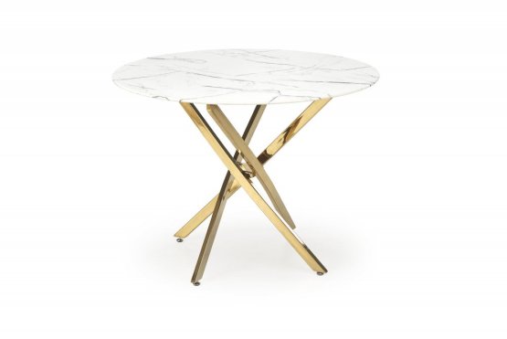 Kulatý jídelní stůl RAYMOND 2 100 bílý mramor/zlatý
