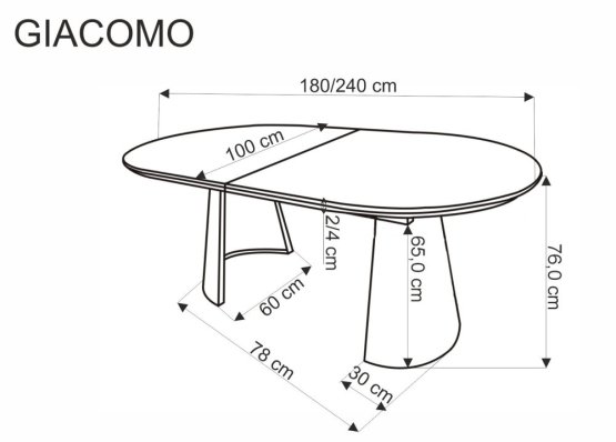Rozkladací jedálenský stôl GIACOMO 180(240)x100 prírodný/čierny