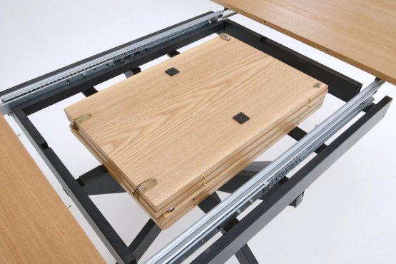 Okrúhly rozkladací jedálenský stôl ACORD dub prírodný/čierna