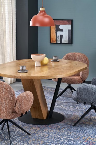 Kulatý rozkládací jídelní stůl FANIS 120(160)x90 dub přírodní/černá