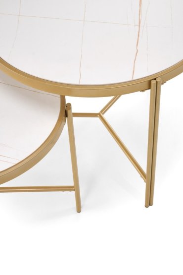 Konferenční stolek FATIMA - sada 2 ks bílý mramor/zlatý