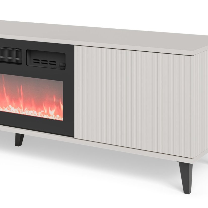 Televizní stolek RANDOM 2 RTV 180 s krbem kašmír/ořech/černý