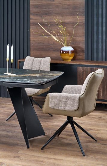 Rozkladací jedálenský stôl ARMANI 165(241)x90 čierny mramor/čierna