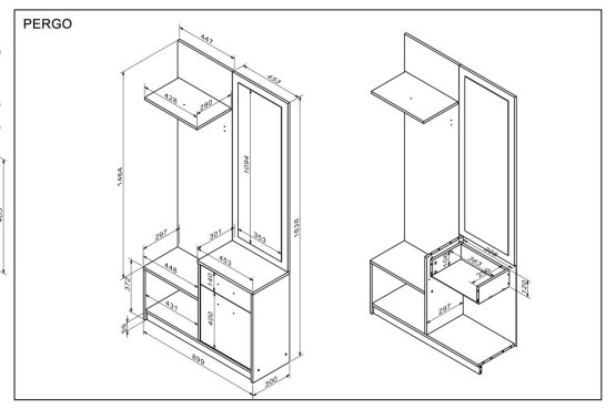 Predsieňová stena PERGO dub artisan/kašmír