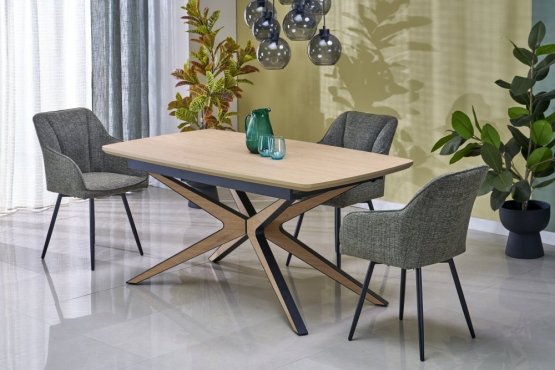 Rozkladací jedálenský stôl JAMES 160(220)x90 prírodná/čierna
