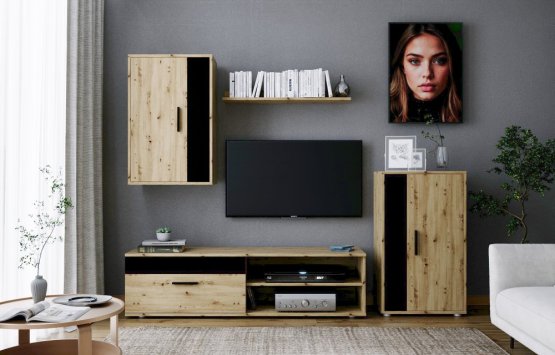 Obývacia zostava BENSON dub artisan/čierna