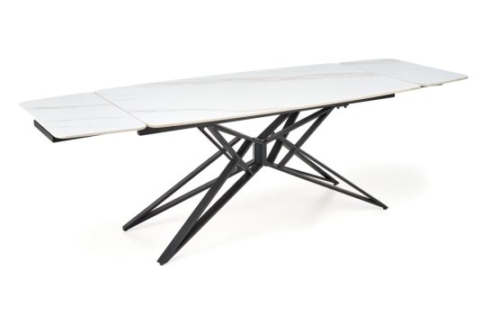 Rozkladací jedálenský stôl ALFREDO 160(240)x91 biely mramor/čierna