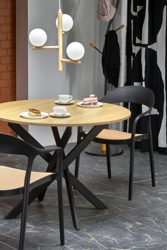 Kulatý jídelní stůl EDGAR 100 dub zlatý/černý