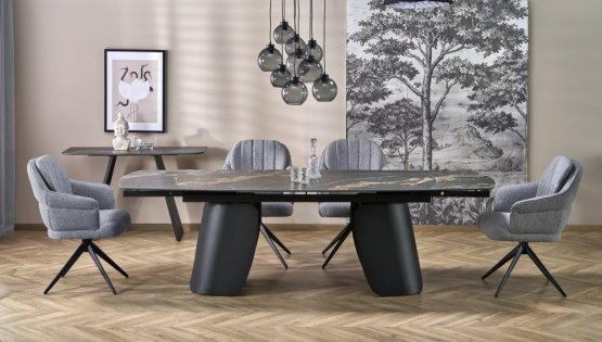 Rozkladací jedálenský stôl FORUM 180(260)x90 čierny mramor/čierny
