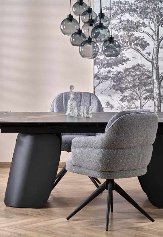 Rozkládací jídelní stůl FORUM 180(260)x90 černý mramor/černý