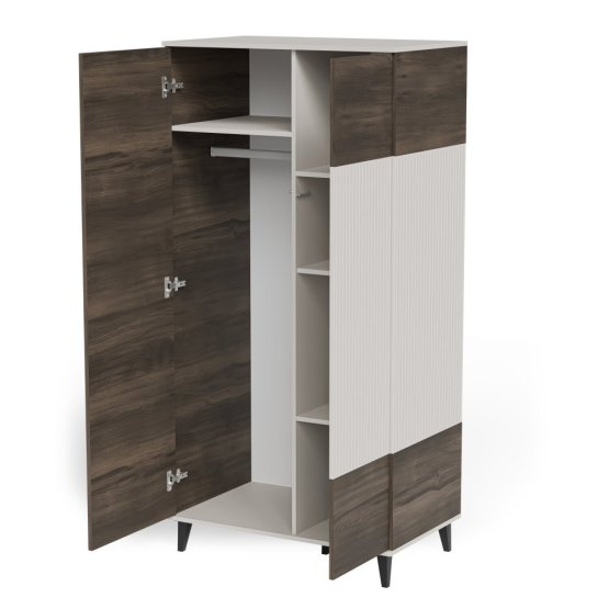 Šatníková skriňa RANDOM 2 S-1 kašmír/orech/čierna