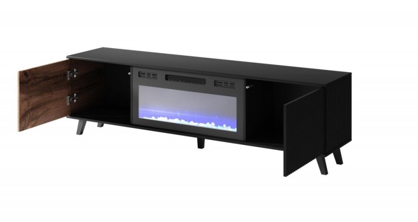 Televizní stolek RANDOM K s krbem dub wotan/černý