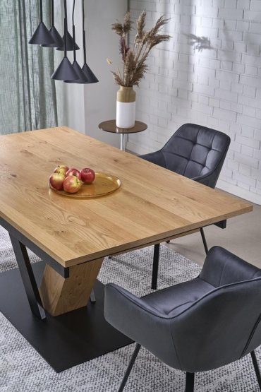 Rozkladací jedálenský stôl FANIS 160(220)x90 dub prírodný/čierna