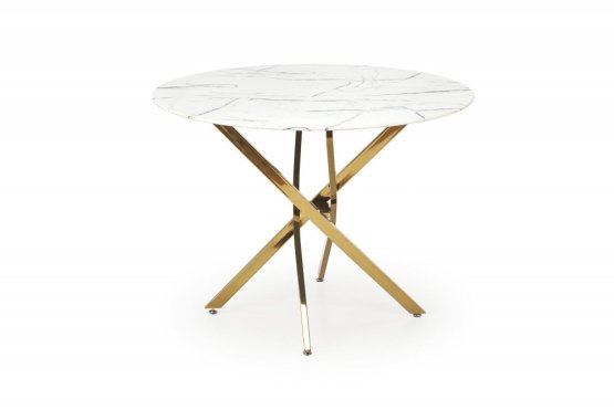 Kulatý jídelní stůl RAYMOND 2 100 bílý mramor/zlatý