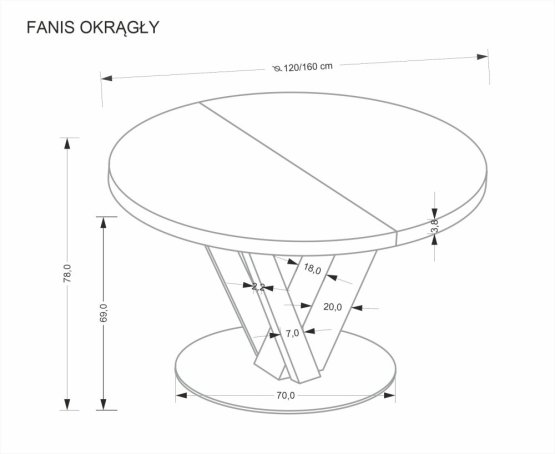 Okrúhly rozkladací jedálenský stôl FANIS 120(160)x90 dub prírodný/čierna