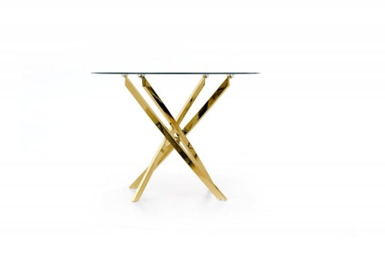 Kulatý jídelní stůl RAYMOND 100 sklo/zlatý