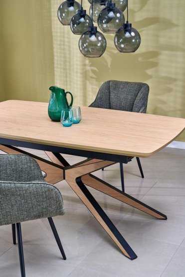 Rozkladací jedálenský stôl JAMES 160(220)x90 prírodná/čierna
