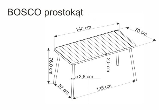 Záhradný stôl BOSCO 140x70 čierny
