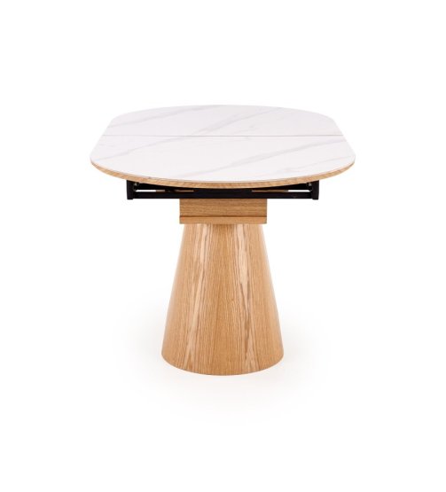 Rozkládací jídelní stůl SIRIUS 160(240)x90 bílý mramor / přírodní