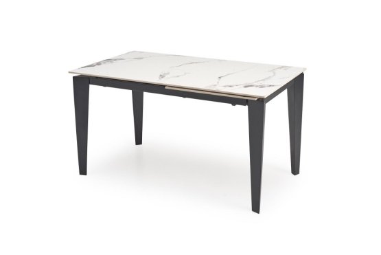 Rozkladací jedálenský stôl FELIX 141(201)x81 biely mramor/čierna