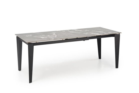 Rozkladací jedálenský stôl FELIX 141(201)x81 sivý mramor/čierna