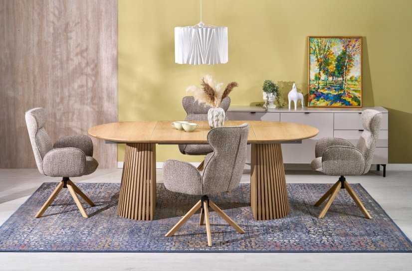 Jedálenské kreslo K585 tmavo béžové/dub prírodné