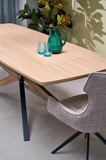 Rozkladací jedálenský stôl JAMES 160(220)x90 prírodná/čierna