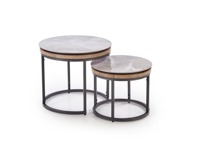 Konferenčný stolík ITAKA - set 2 ks sivý mramor/grafit