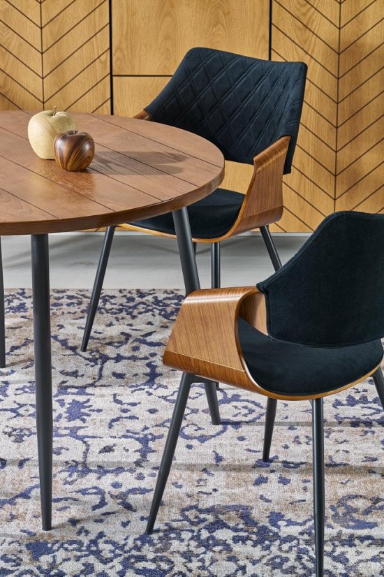 Kulatý jídelní stůl BARRY ø 105 ořech/černý