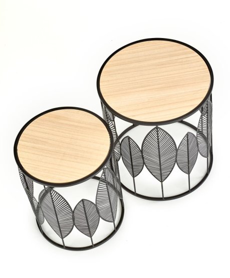 Konferenční stolek FOLLA - sada 2 ks černý/přírodní