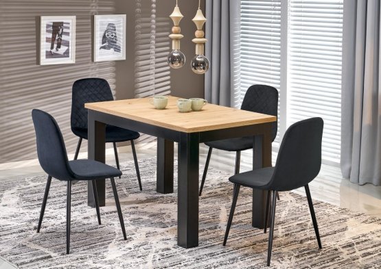 Rozkladací jedálenský stôl GIZMO 120(160)x75 dub artisan / čierna