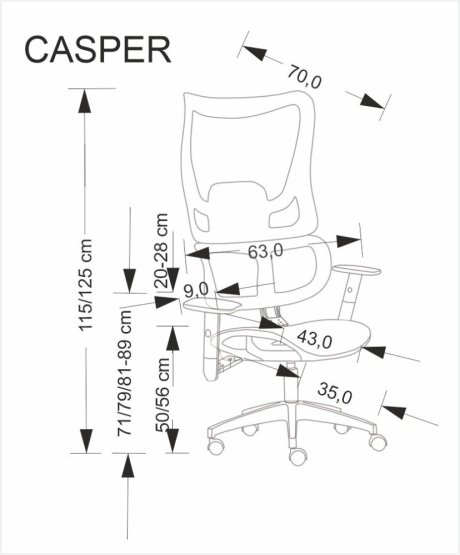 Kancelárska stolička CASPER čierna