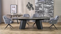 Rozkládací jídelní stůl FORUM 180(260)x90 černý mramor/černý