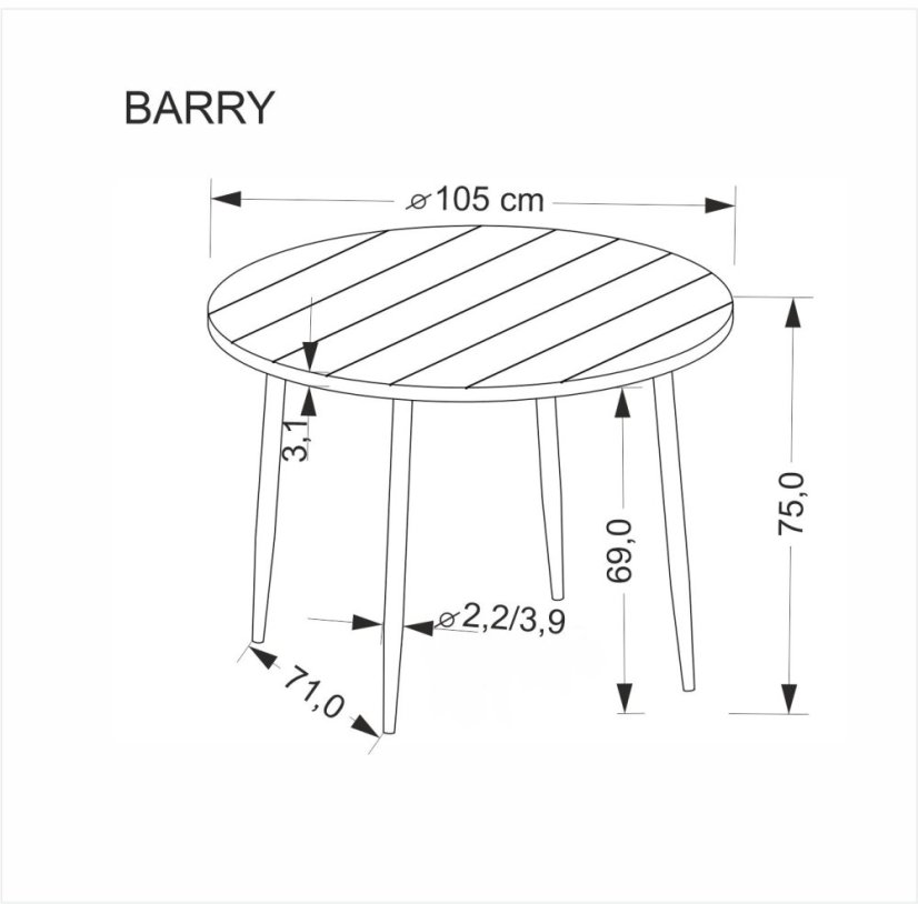 Kulatý jídelní stůl BARRY ø 105 ořech/černý