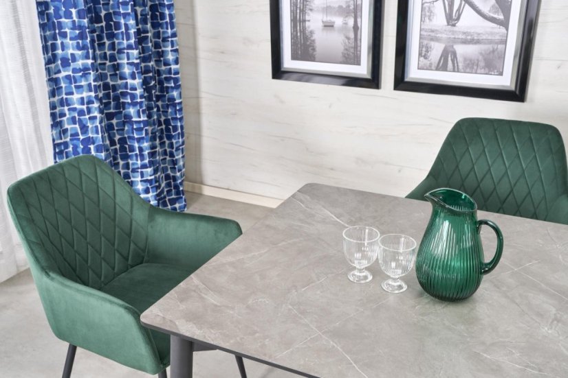 Rozkládací jídelní stůl CHARLES šedý mramor/černý