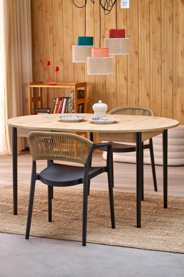 Rozkladací jedálenský stôl PIVOT 102(142)x102 dub artisan/čierna