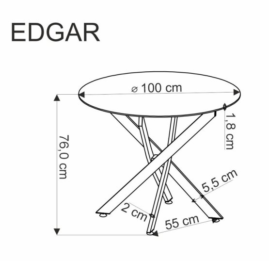 Okrúhly jedálenský stôl EDGAR 100 dub zlatý/čierny