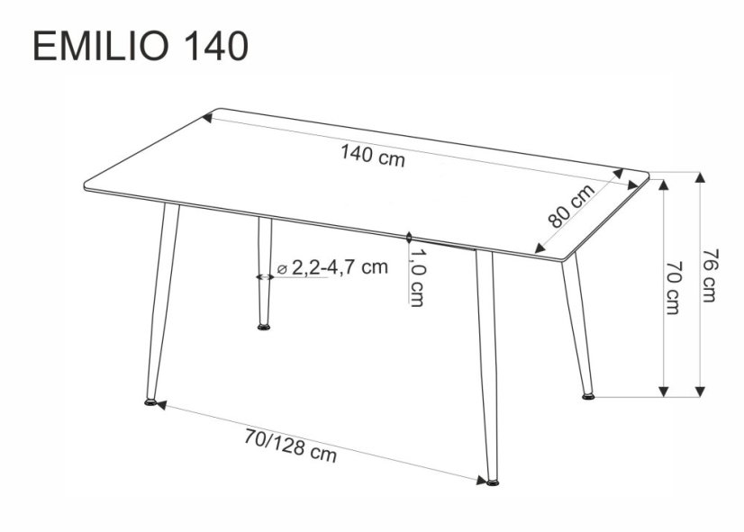 Jedálenský stôl EMILIO 140x80 biely/čierny