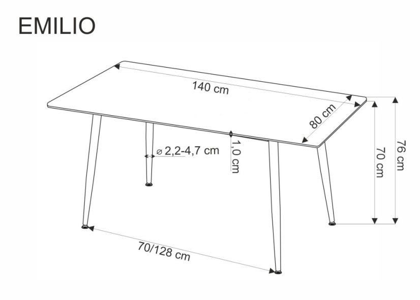 Jedálenský stôl EMILIO 120x70 biely/čierny