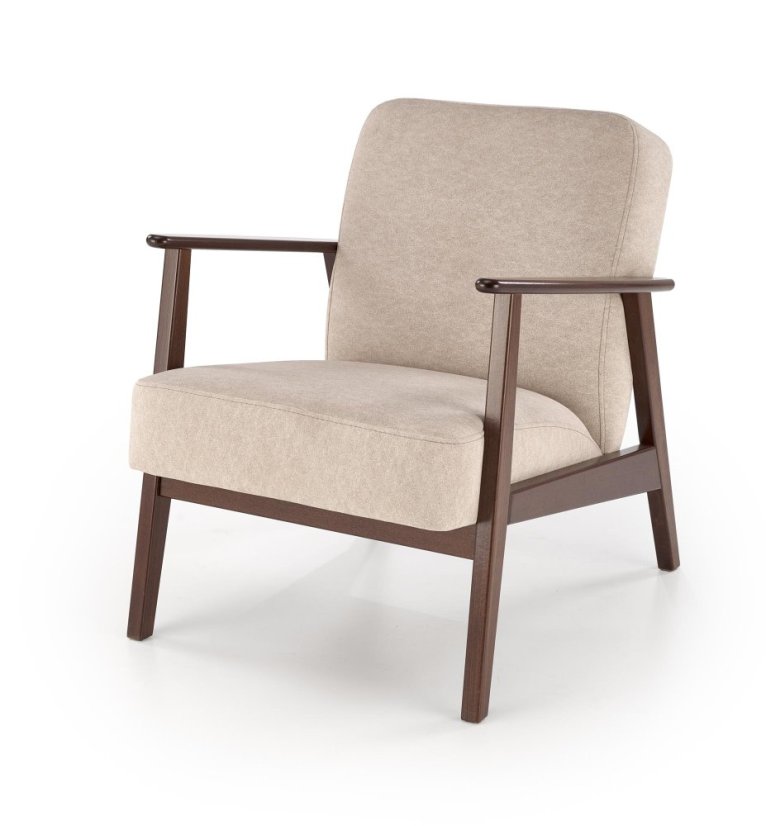 Křeslo MILANO 1S béžové/tmavý ořech