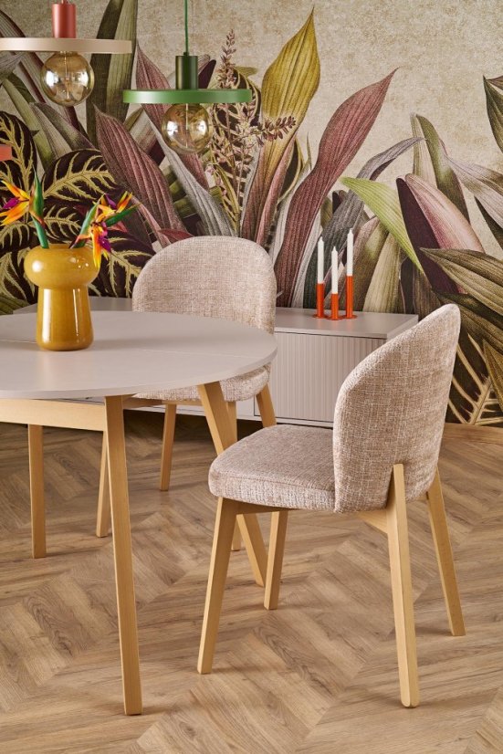 Rozkládací jídelní stůl RUBEN 102(142)x102 kašmír/přírodní