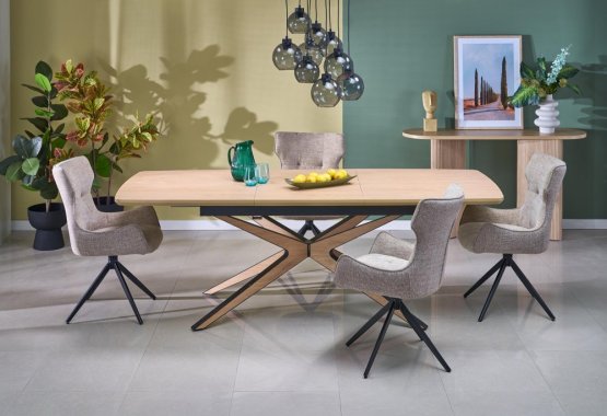 Rozkladací jedálenský stôl JAMES 160(220)x90 prírodná/čierna