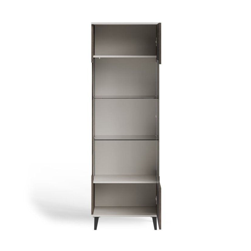 Vitrína RANDOM 2 W-1 kašmír/ořech/černá