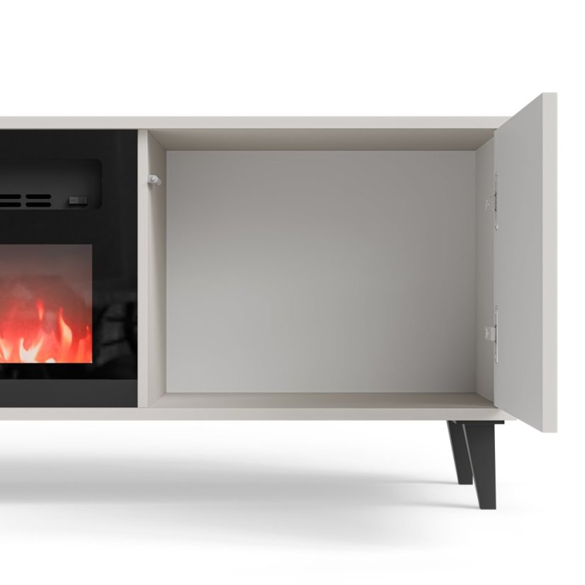 Televizní stolek RANDOM 2 RTV 180 s krbem kašmír/ořech/černý