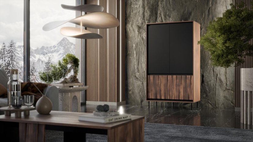 Skříň SWING ořech/černá