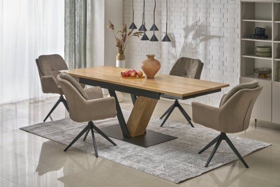 Rozkládací jídelní stůl FANIS 160(220)x90 dub přírodní/černá