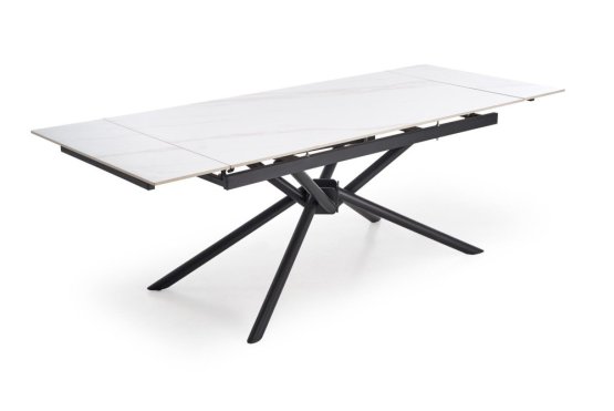 Rozkladací jedálenský stôl VITORINO 160(220)x90 biely mramor/čierna