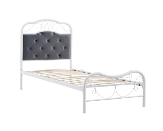 Kovová posteľ FABRIZIA 90x200 sivá/biela